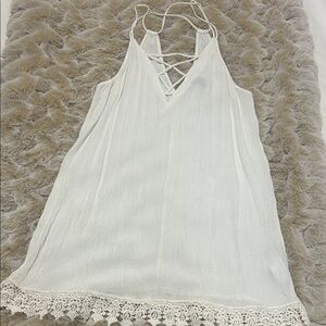 Forever 21 Cream Lace Trim Dress